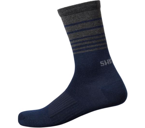 SHIMANO ORIGINAL WOOL TALL SOCKS NAVY (S-M (SHOE SIZE 36-40))