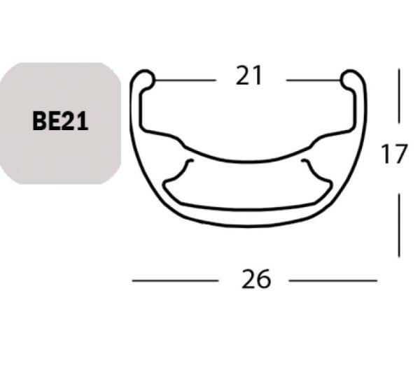 Exal FELGE BE 21, 26" 36L SCHW 21-559 VL:6,5MM EINFACHOESEN
