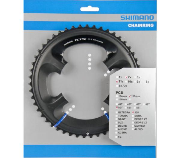 SHIMANO Kettenblatt 105 FC-5800 50 Z&auml;hne Schwarz
